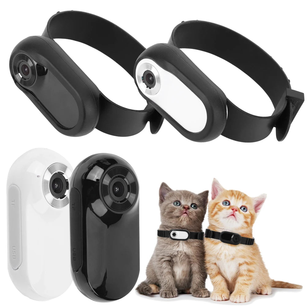 Pet Collar Camera HD 1080P Cat Dog Tracker Collar Mini Sports Camera Action Cam Video Recording Outdoor Wireless Camera Collar