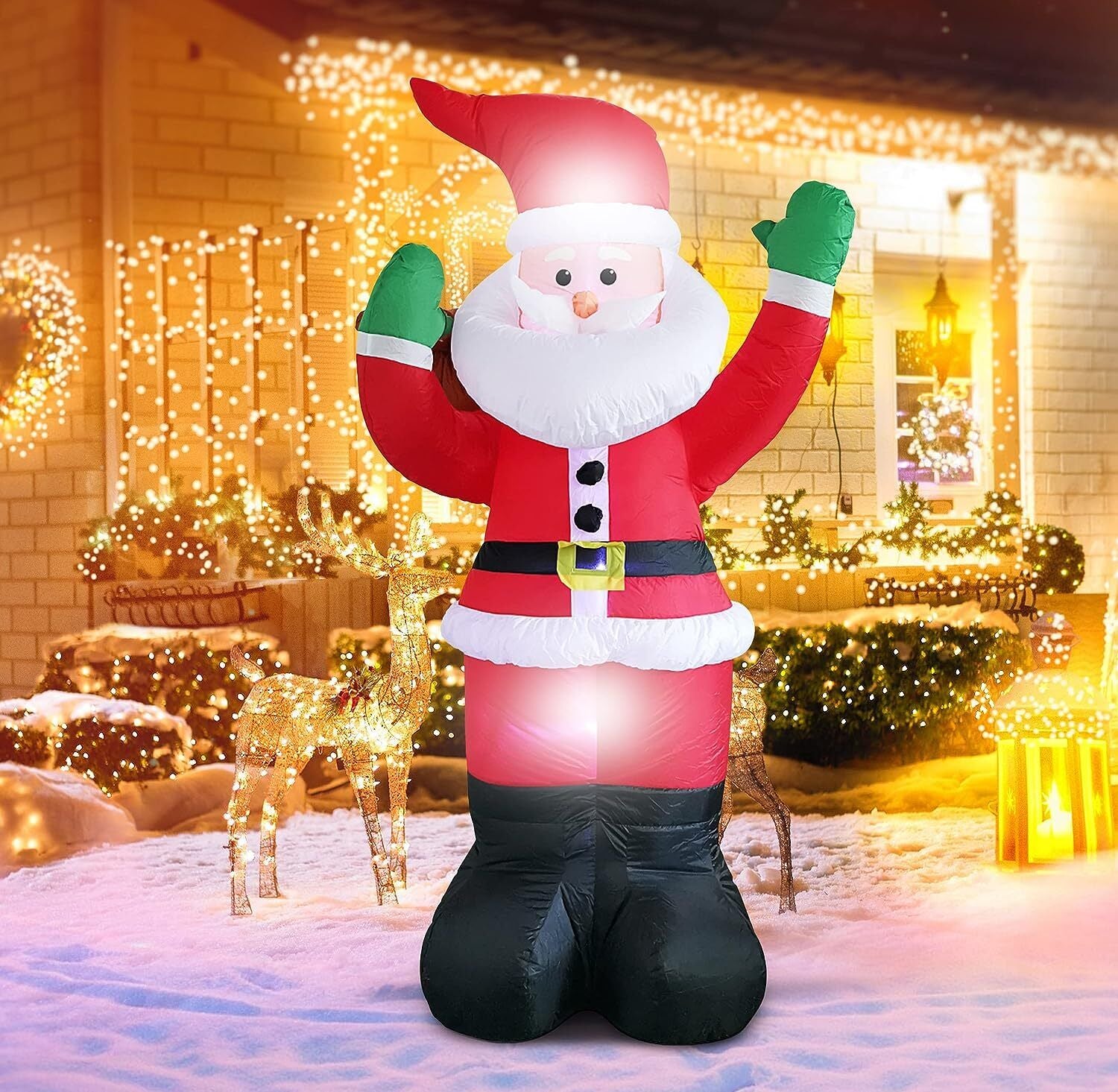 6 FT Christmas Inflatables Santa Claus Christmas Inflatables Built-In LED Lights