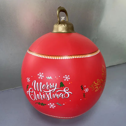 60Cm Outdoor Christmas Inflatable Decorated Ball PVC Giant Big Large Balls Xmas Tree Decorations Toy Ball without Light Ornament