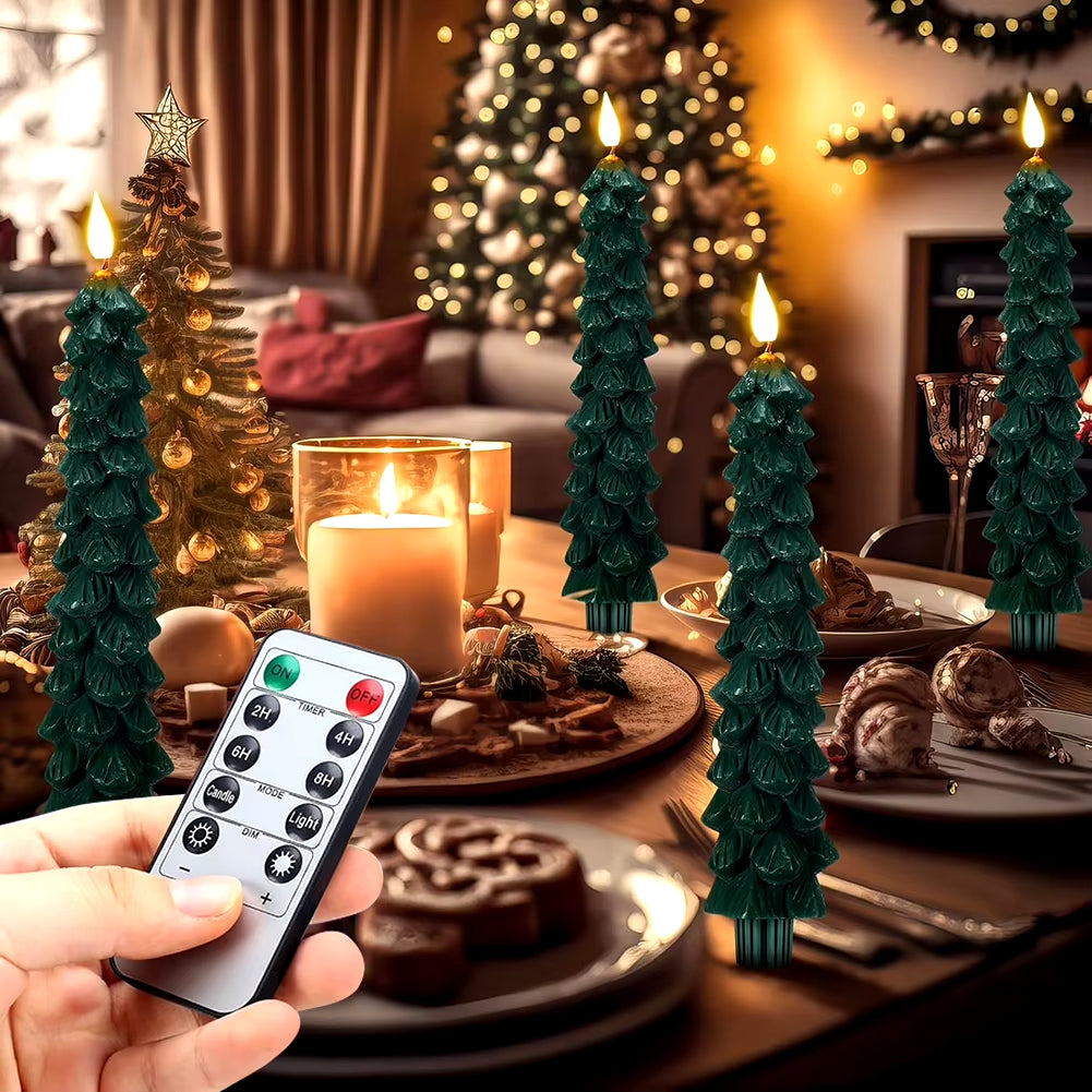 Christmas Pinecone Simulation Candlelight Remote-Controlled Flameless Taper for Tree with Effect LED Operated Candles Lamp