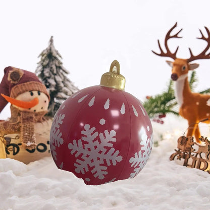 60Cm Outdoor Christmas Inflatable Decorated Ball PVC Giant Big Large Balls Xmas Tree Decorations Toy Ball without Light Ornament